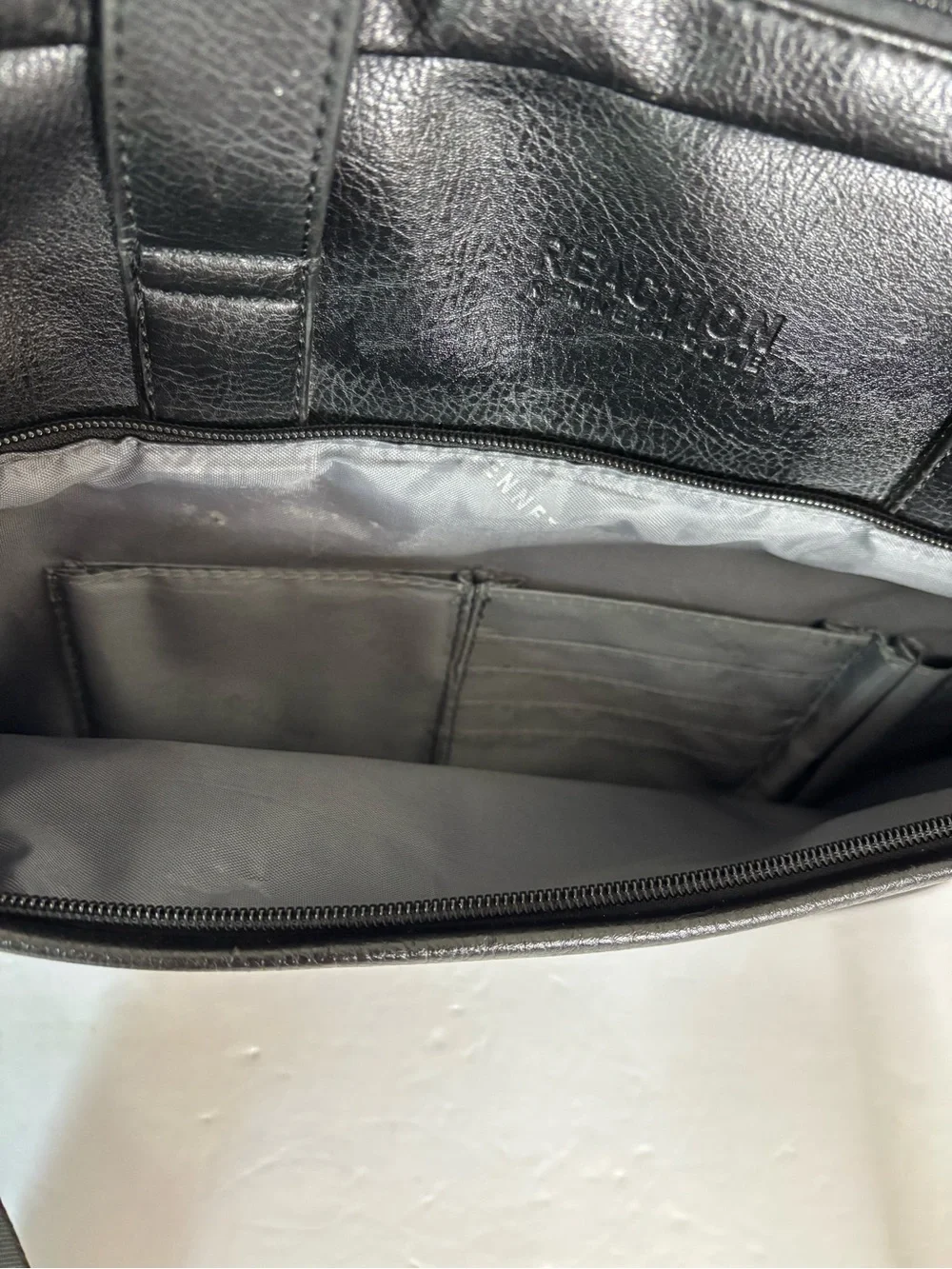 Classic Black Faux Leather Laptop Briefcase with Shoulder Strap